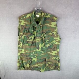 VTG Mens Military Poplin Class 2 M Camo Coat Wind Resistant Slant Pocket Vietnam